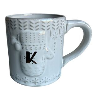Anthropologie Snowflake Mitten Monogram Mug K